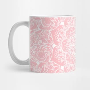 Elegant White Floral Mandala Pink Design Mug